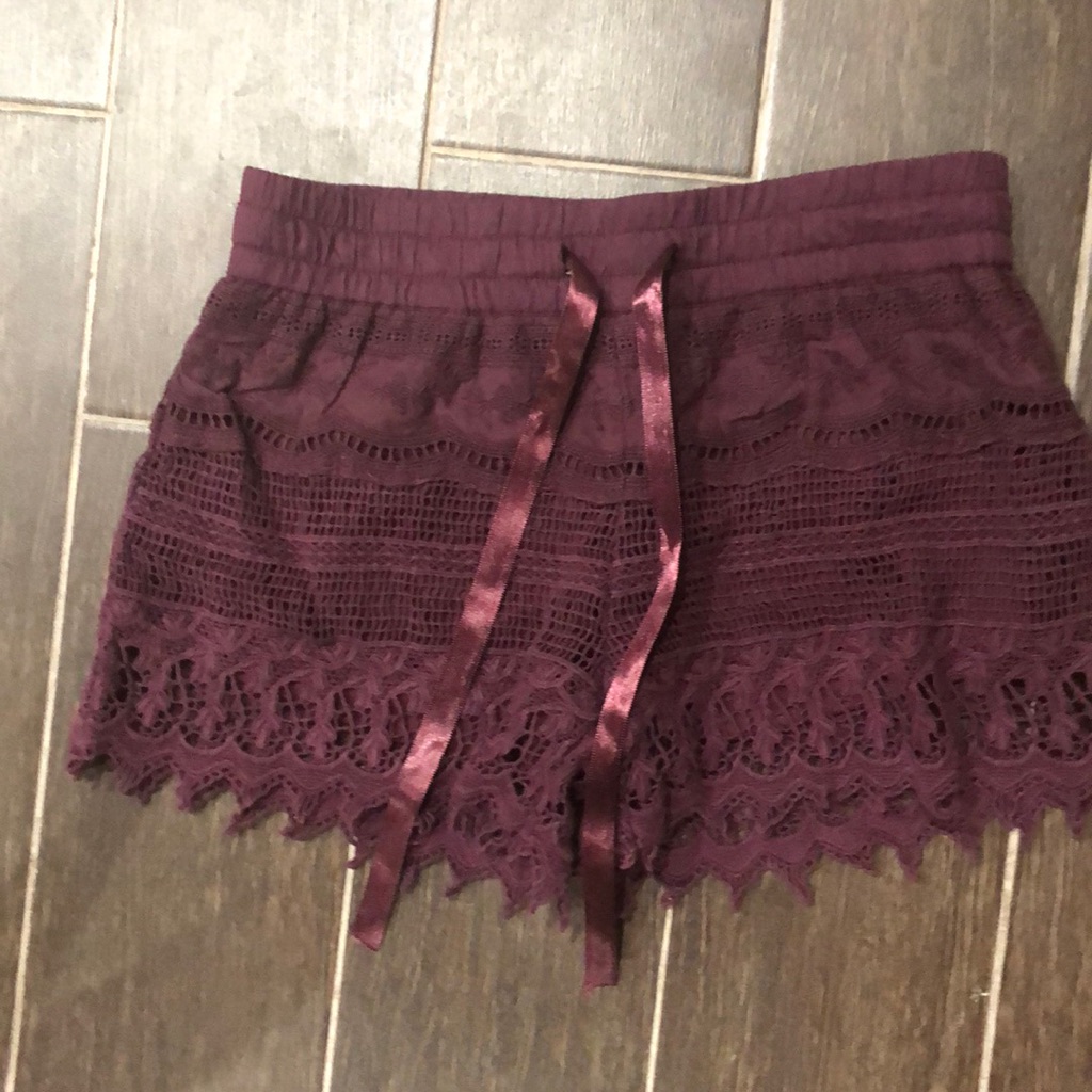 Maroon Lace Shorts